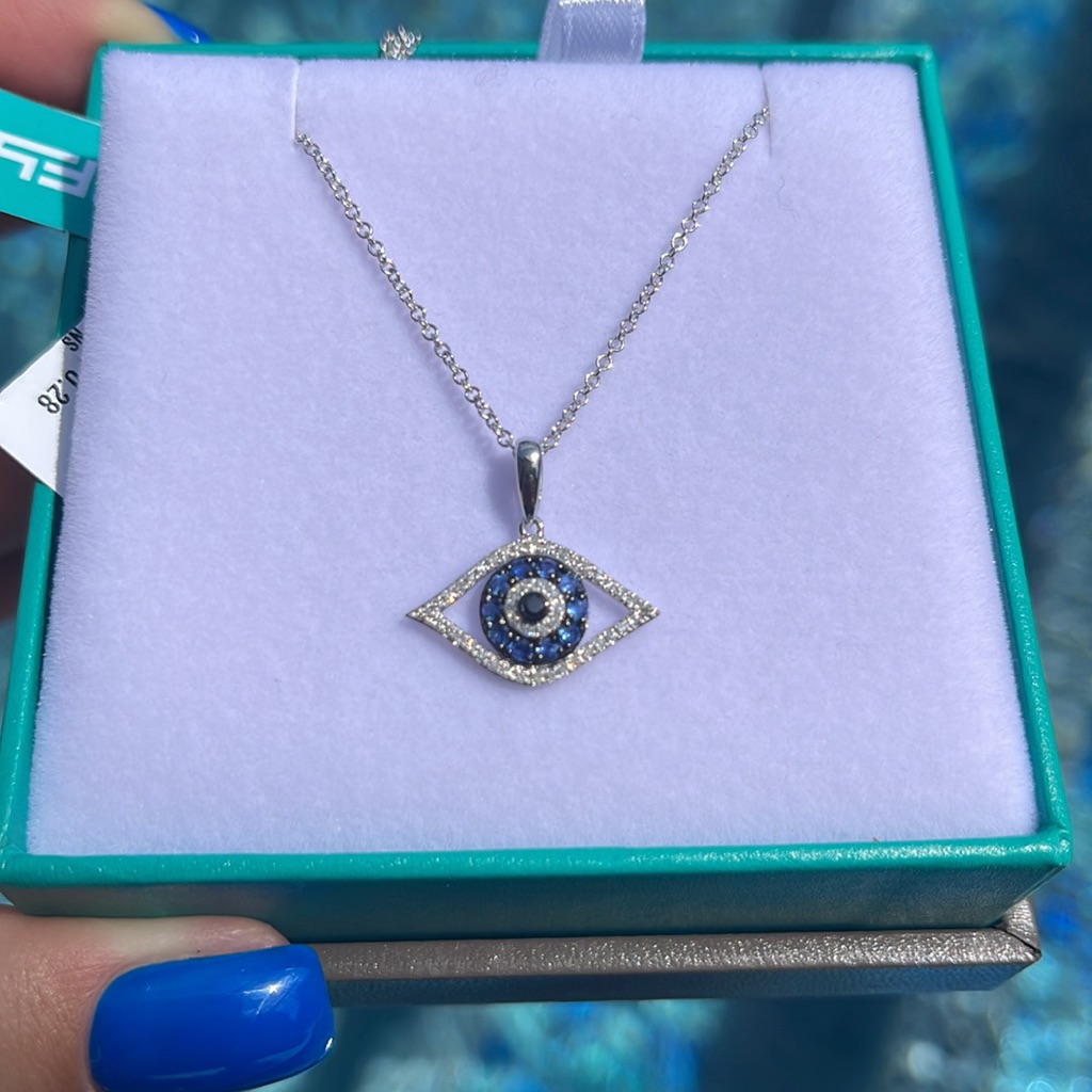 1595 Effy Wvil Eye White Gold Pendant Necklace 950$